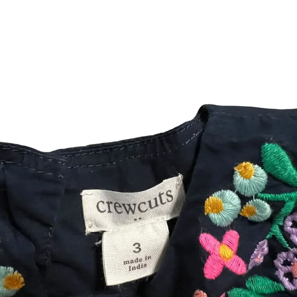 Crewcuts 3Y Navy Embroidered Ruffle Dress